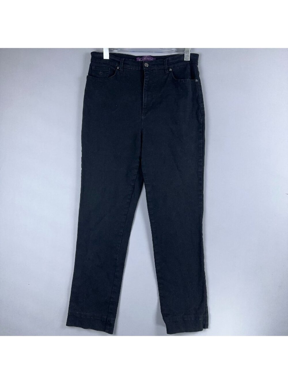 Gloria Vanderbilt Amanda Jeans Size 12 Black High-Rise Straight Leg Dark Wash